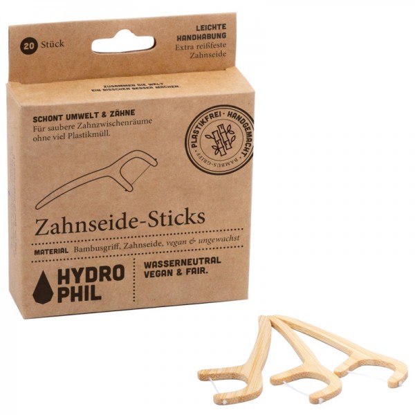 Bambus Zahnseidesticks, 20 Stück - Hydrophil