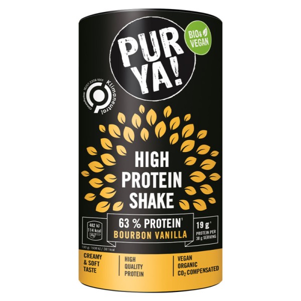 High Protein Shake Bourbon Vanilla Bio, 500g - PUR YA!