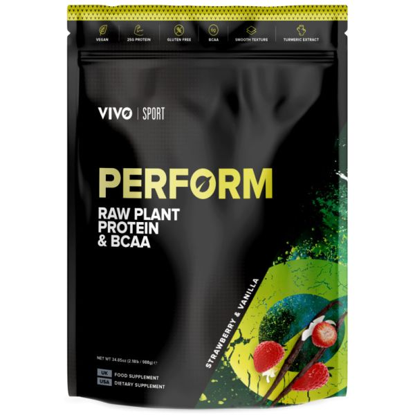 Perform Raw Plant Protein & BCAA Strawberry & Vanilla, 988g - VIVO
