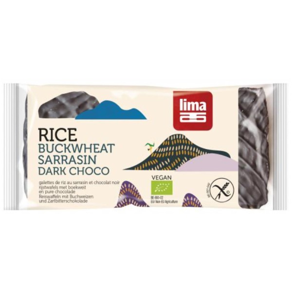 Reiswaffeln mit Buchweizen und Zartbitterschokolade Bio, 90g - Lima