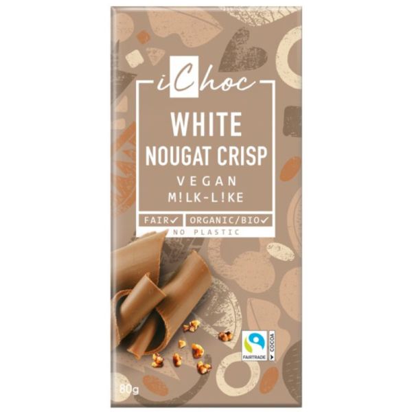 White Nougat Crisp Bio, 80g - iChoc
