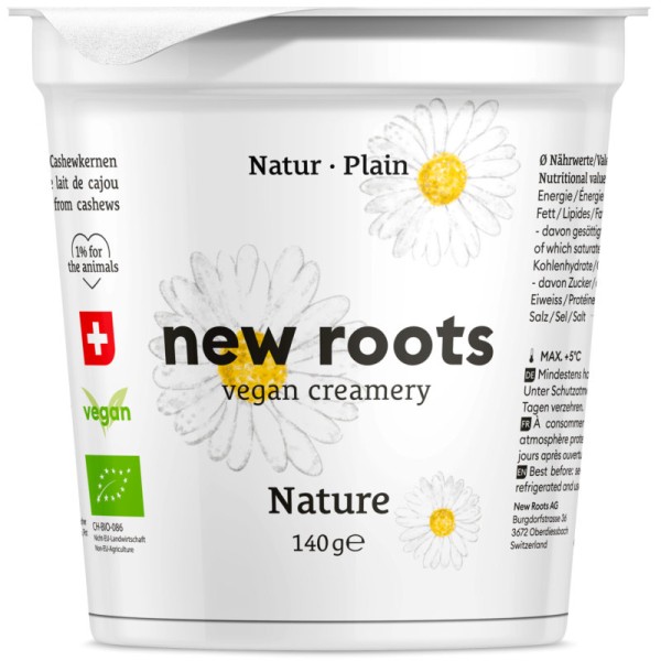 Pflanzliche Alternative zu Natur Joghurt Bio, 140g - New Roots