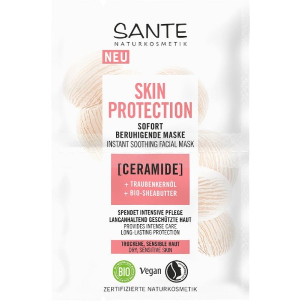 Skin Protect Maske mit Mandelöl, Traubenkernöl & Bio-Sheabutter , 2x4ml - Sante