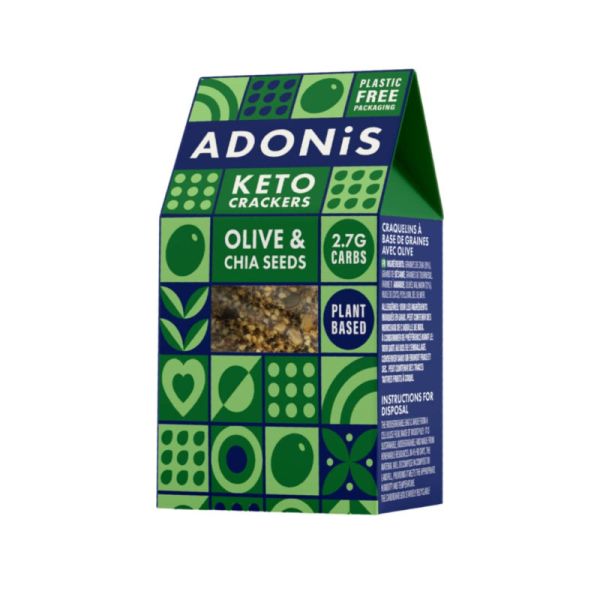 Olive & Chia Seeds Keto Crackers, 60g - ADONiS