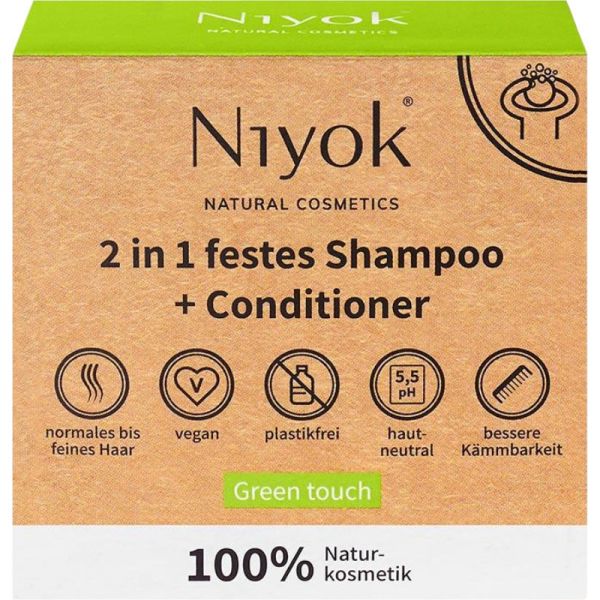 Green Touch 2 in 1 festes Shampoo & Conditioner, 80g - Niyok
