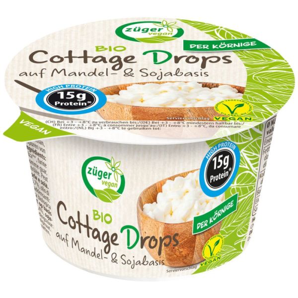 Cottage Drops vegane Alternative zu Hüttenkäse Bio, 200g - Züger