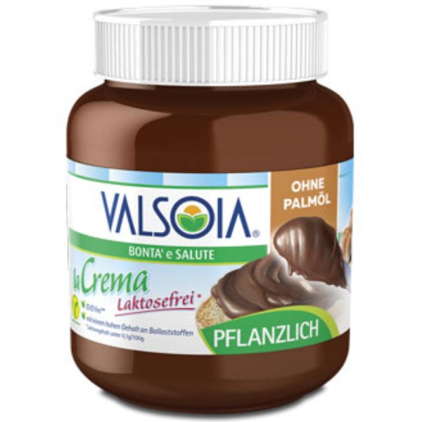 La Crema Schokoladen-Haselnuss-Creme Brotaufstrich ohne Palmöl, 400g - Valsoia
