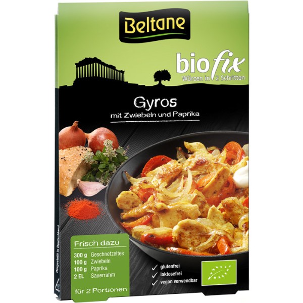 Gyros mit Zwiebeln und Paprika Biofix Würzmischung Bio, 17.1g - Beltane