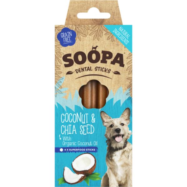 Dental Sticks Coconut & Chia Seed, 100g - Soopa