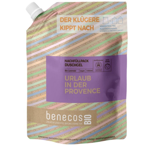 Urlaub in der Provence Duschgel Lavendel Nachfüllpack Bio, 1L - Benecos