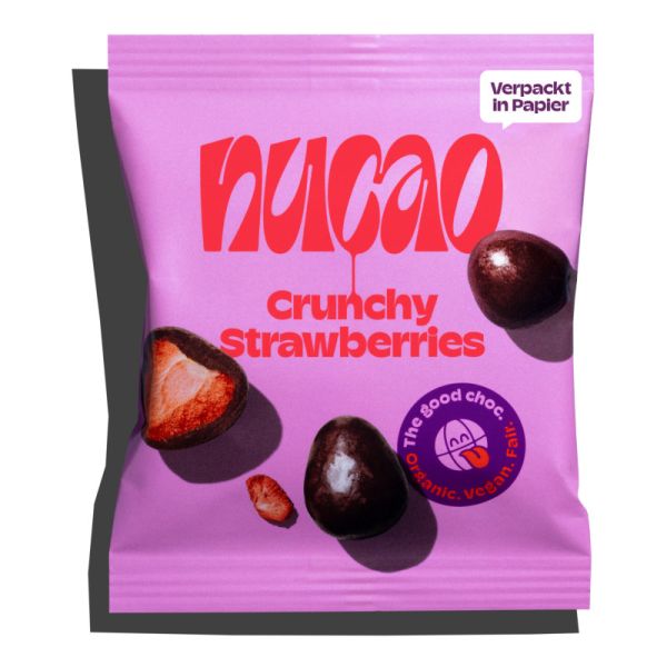 nucao schokolierte Crunchy Strawberries, 50g - the nu company