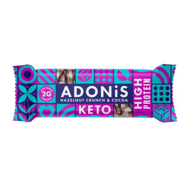 Hazelnut Crunch & Cocoa Keto High Protein Bars, 45g - ADONiS
