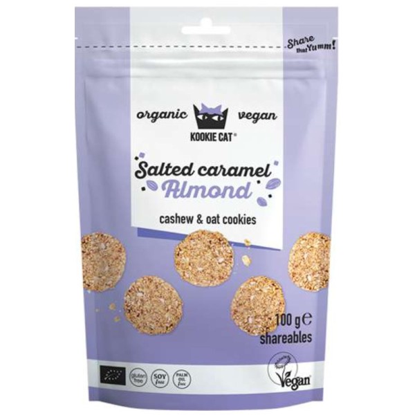 Salted Caramel Almond Cookies Bio, 100g - Kookie Cat