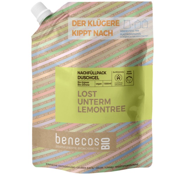 Lost unterm Lemontree Duschgel Ingwer & Zitrone Nachfüllpack Bio, 1L - Benecos