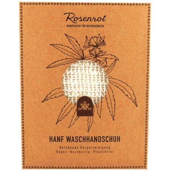 Hanf Waschhandschuh, 1 Stück - Rosenrot