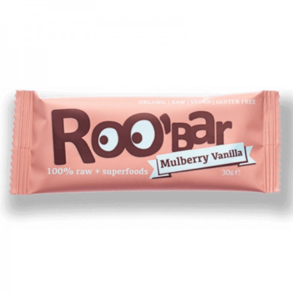 Mulberry Vanilla Rohkost Riegel Bio, 30g - Roo'Bar