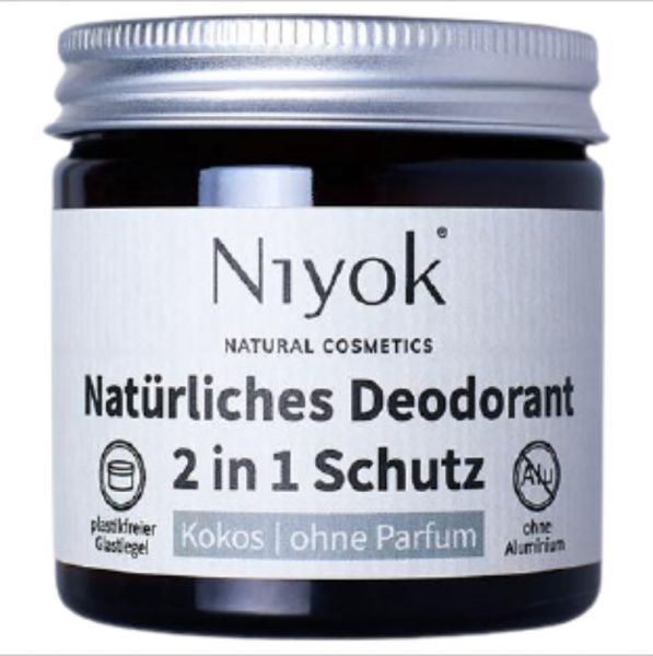 Kokos ohne Parfum Natürliches Deodorant 2 in 1 Schutz, 40ml - Niyok