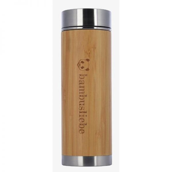 Thermosflasche aus Edelstahl mit Bambus inklusive Teesieb 450ml, 1 Stück - bambusliebe