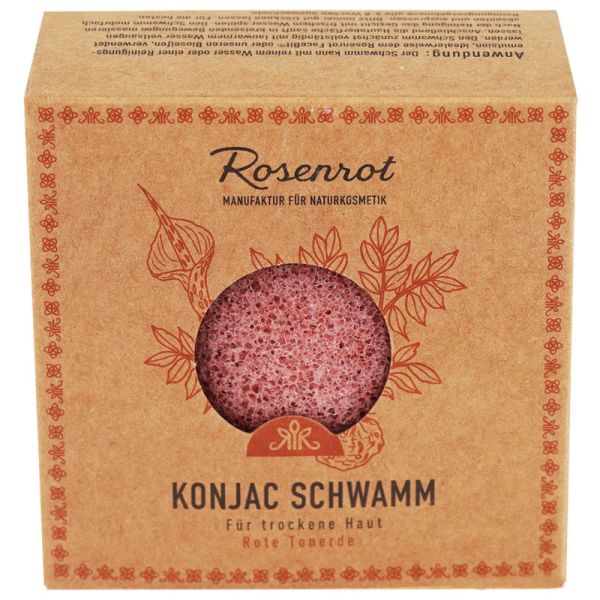 Konjac Schwamm für trockene Haut Rote Tonerde, 1 Stück - Rosenrot