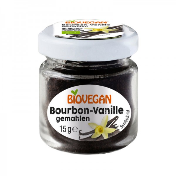 Bourbon-Vanille gemahlen im Glas Bio, 15g - Biovegan