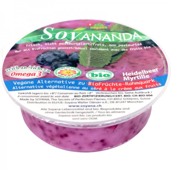 Heidelbeer vegane Früchte-Rahmquark-Alternative Soyananda Bio, 125g - Soyana