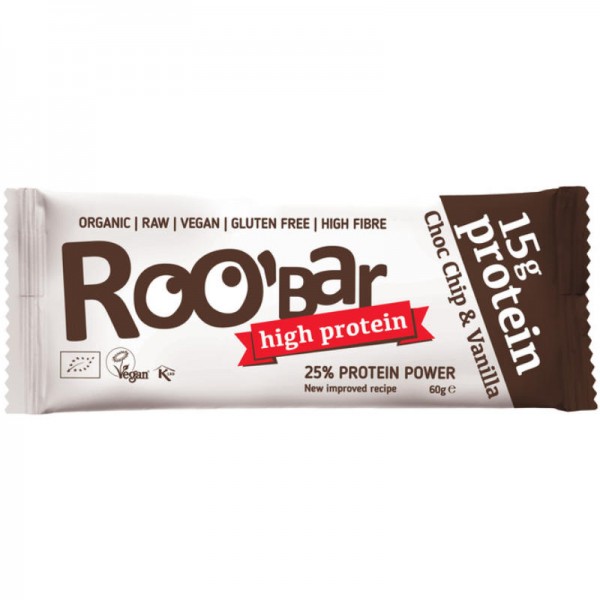 Choc Chip & Vanilla Protein Rohkost Riegel Bio, 60g - Roo'Bar
