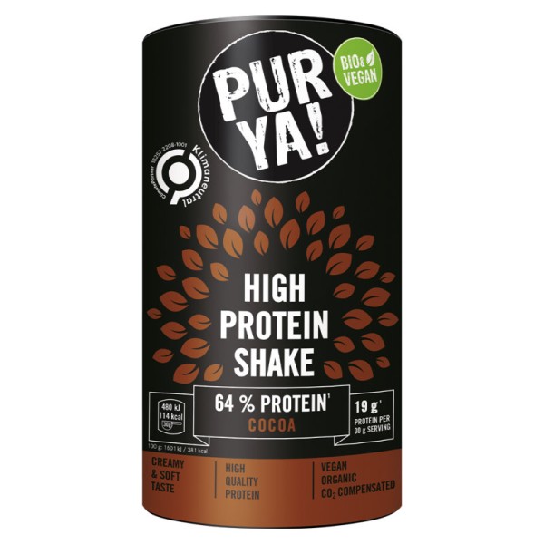 High Protein Shake Cocoa Bio, 500g - PUR YA!