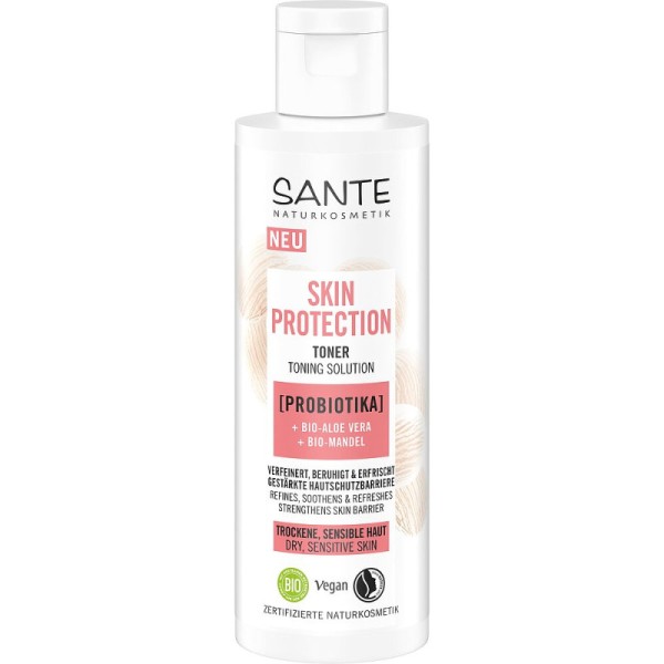Skin Protection Toner mit Probiotika, Bio-Aloe Vera & Bio-Mandel, 125ml - Sante