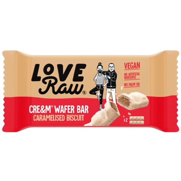 Cre&m Wafer Bar Caramelised Biscuit, 45g - Love Raw