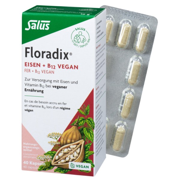 Floradix Eisen + B12 Kapseln, 40 Stück - Salus