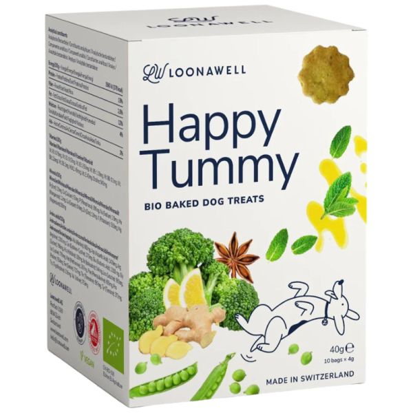 Happy Tummy gebackene Hundesnacks Bio, 40g (10 Beutel x 4g) - Loonawell
