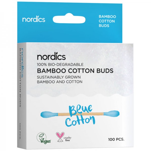 Bamboo Blue Cotton Buds, 100 Stück - nordics