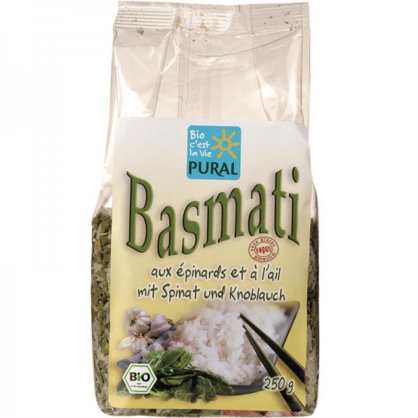 Basmati mit Spinat und Knoblauch Bio, 250g - Pural