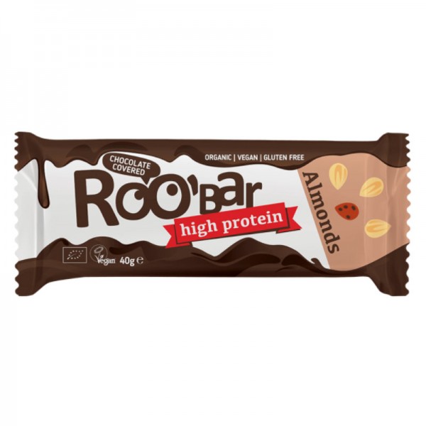 Almonds High Protein Riegel Chocolate Covered Bio, 40g - Roo'Bar