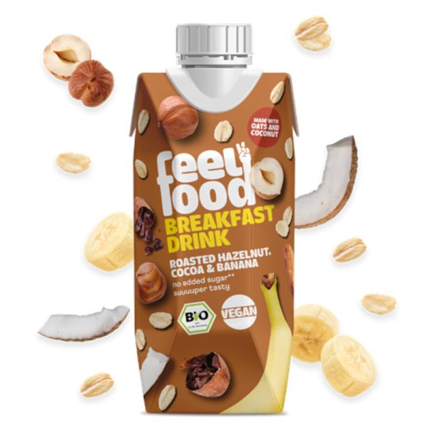 Breakfast Drink Roasted Hazelnut, Cocoa & Banana Bio, 330ml - feelfood