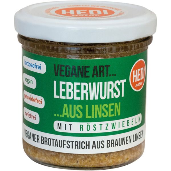 Vegane Art Leberwurst aus Linsen mit Röstzwiebeln Bio, 140g - HEDI