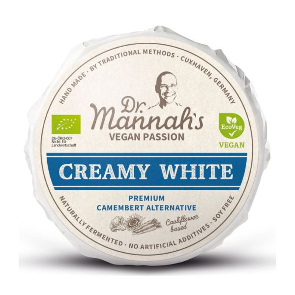 Creamy White mit Blumenkohl vegane Alternative zu Camembert Bio, 150g - Dr. Mannah's