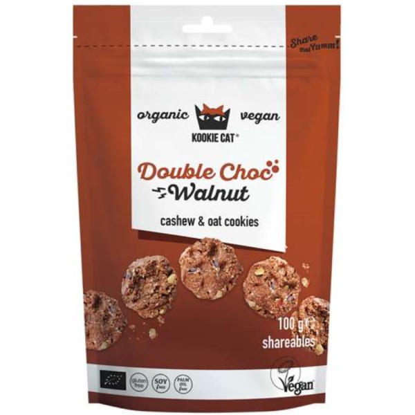 Double Choc Walnut Cookies Bio, 100g - Kookie Cat
