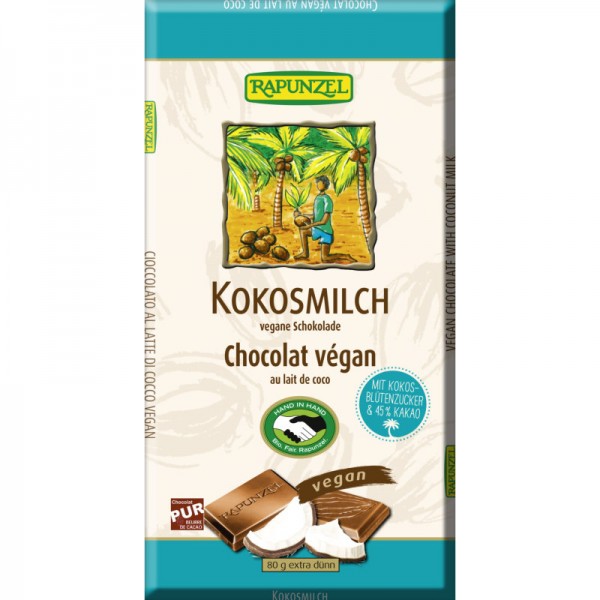 Kokosmilch vegane Schokolade Bio, 80g - Rapunzel