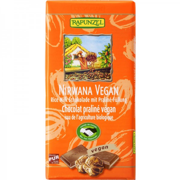 Nirwana Rice Milk Schokolade mit Praliné-Füllung Bio, 100g - Rapunzel