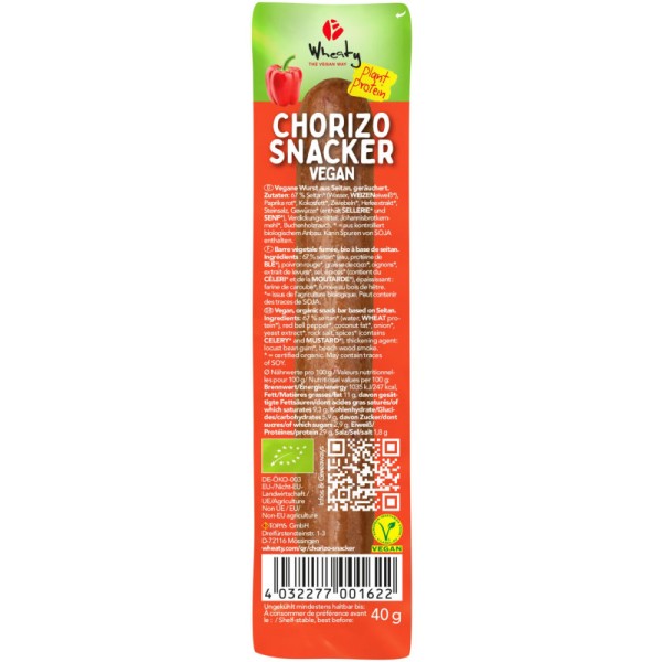 Chorizo Snacker VEGAN Bio, 40g - Wheaty