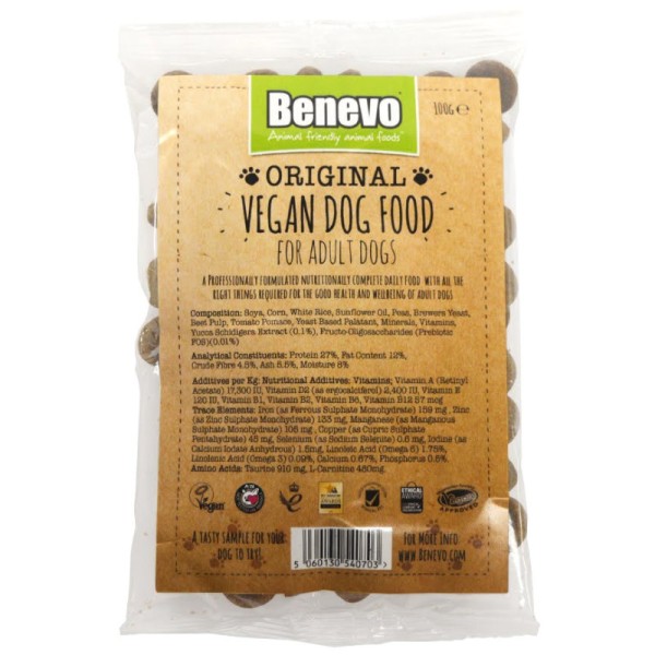 Original Vegan Dog Food For Adult Dogs Sample, 100g - Benevo