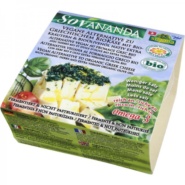 Griechische Vegane Käse-Alternative mit Kräutern & Olivenöl Soyananda Bio, 200g - Soyana