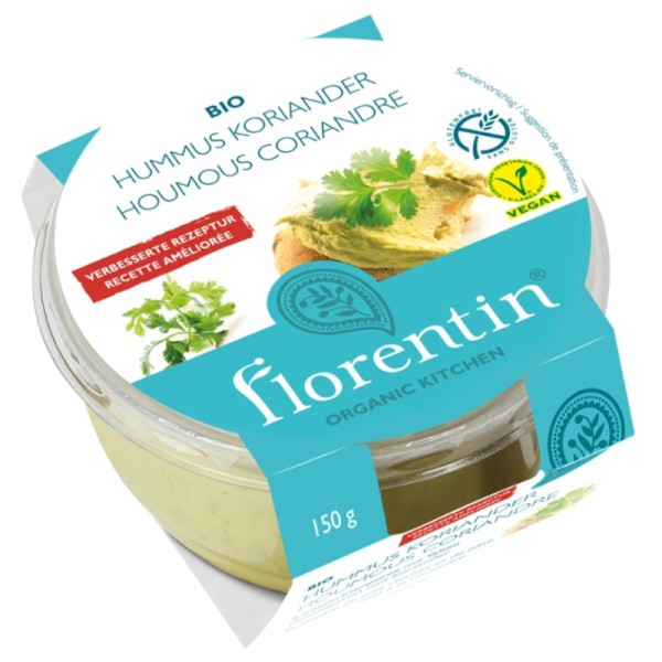 Hummus Kichererbsenpüree mit Tahini und Koriander Bio, 150g - Florentin