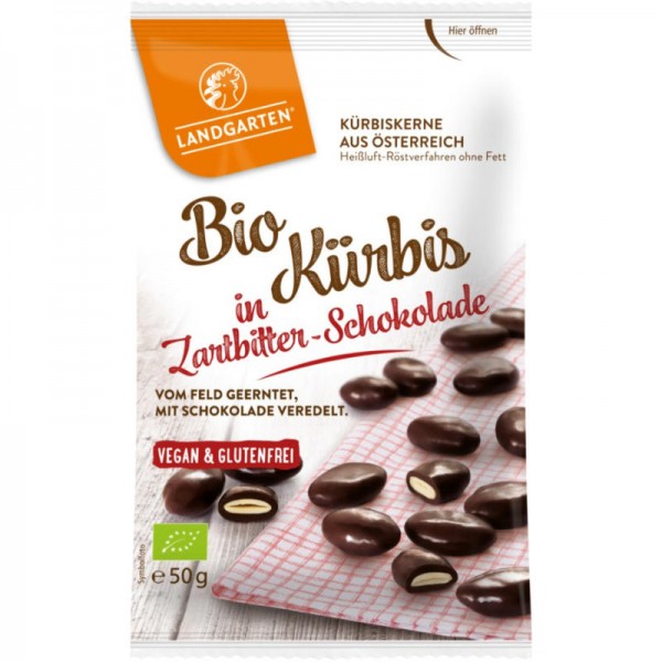 Kürbis in Zartbitter-Schokolade Bio, 50g - Landgarten