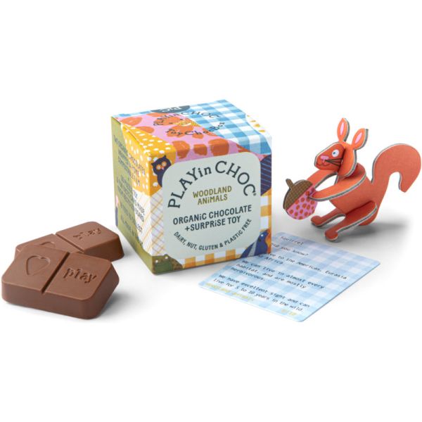 Schokolade + Spielzeug Waldtiere Bio, 4 Stück - PLAYin CHOC