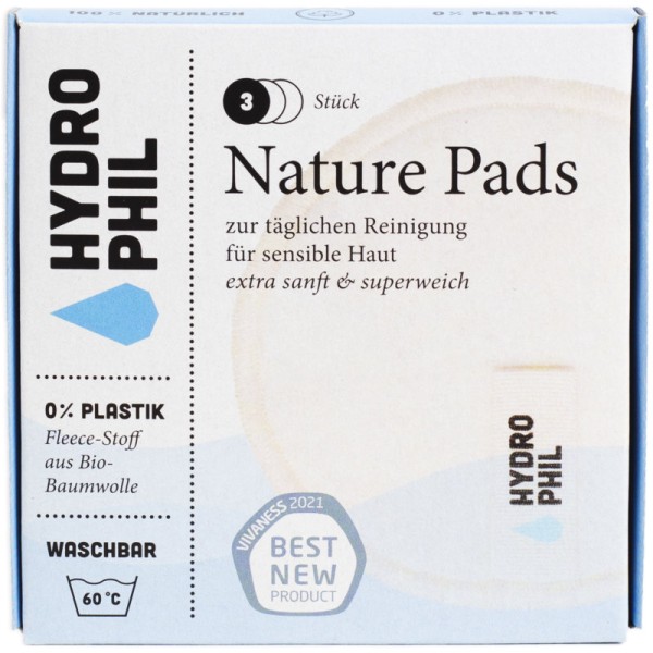 Nature Pads zur täglichen Reinigung für sensible Haut, 3 Stück - Hydrophil