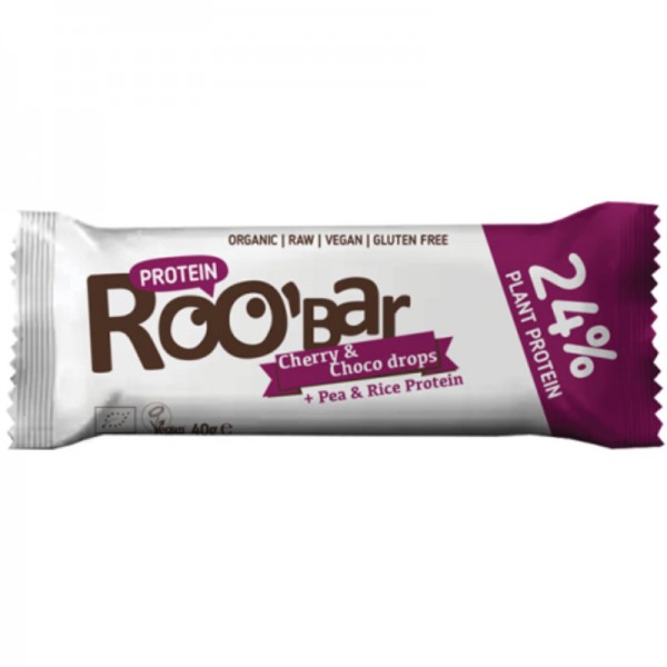 Cherry & Maca High Protein Rohkost Riegel Bio, 60g - Roo'Bar