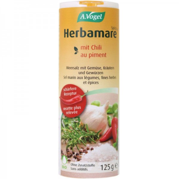 Herbamare Meersalz Spicy mit Gemüse, Kräutern & Gewürzen Bio, 125g - A. Vogel