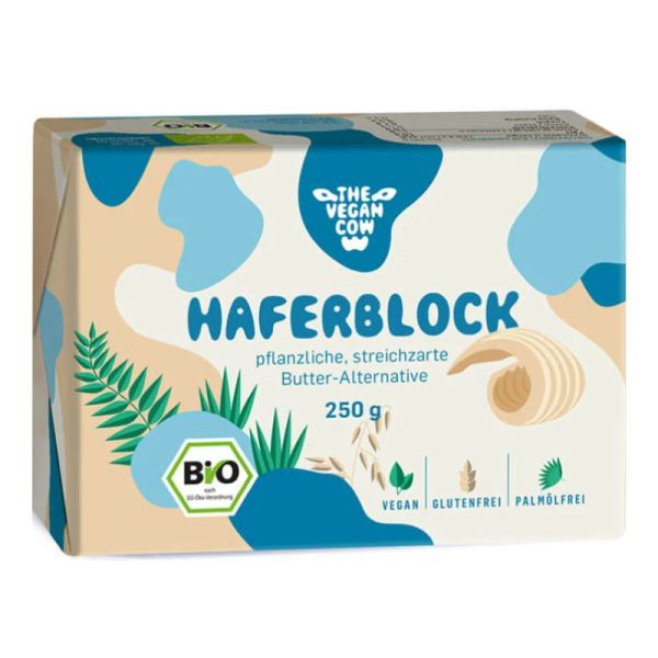 Haferblock pflanzliche, streichzarte Butter-Alternative Bio, 250g - The Vegan Cow